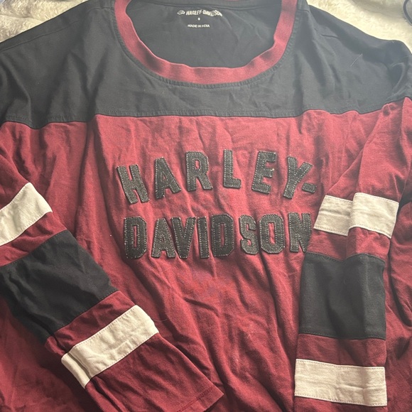Harley-Davidson Tops - Harley-Davidson Black and Red Long Sleeve Tee